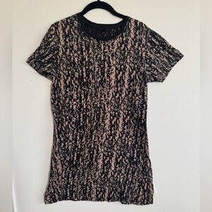 Theory Black & Pink Short Sleeve Patterned Tee